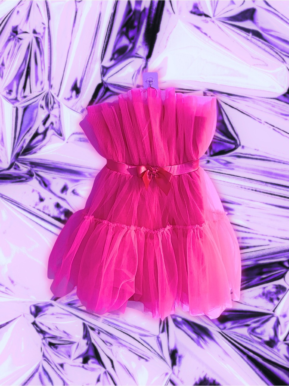 Women’s Hot Pink Tulle Kawaii Couture Dress with Satin Bow